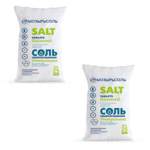 Соль таблетированная для систем водоподготовки МОЗЫРЬСОЛЬ Универсальная - 25 кг (2 штуки)