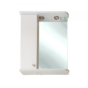 Зеркало со шкафчиком и полкой SMARTsant Диона - 65см (левая версия, цвет белый)