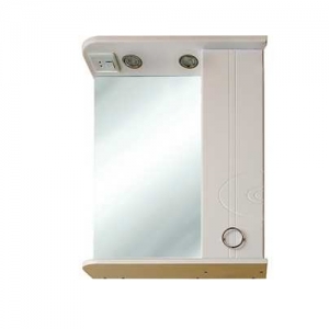 Зеркало со шкафчиком и полкой SMARTsant Тефия - 65см (правая версия, цвет белый)